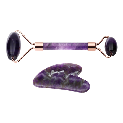 Guasha Amethyst Stein Roller A+++ 100% Natur-Amethyst